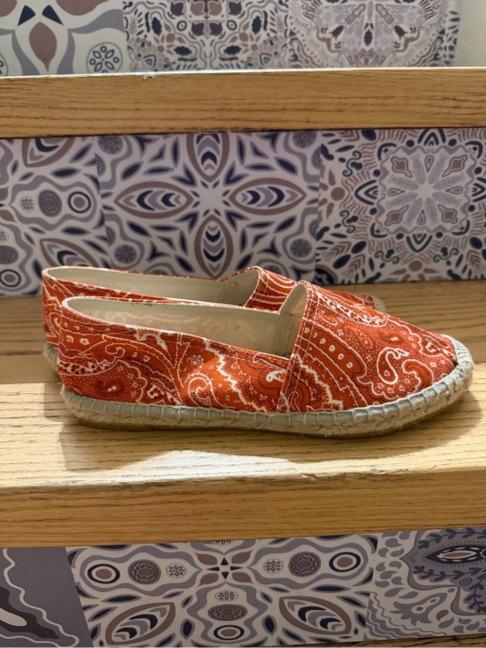 Women's Anthropologie Maypol Orange Paisley Espadrille Slip-On